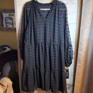 MSK Black Textured Long Sleeve Dress 1X Brand New With Tags